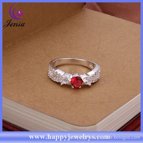 High quality red zircon women wedding ring 925 silver plated custom ring ( CR401)